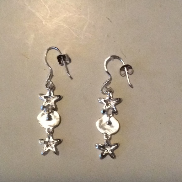 Silver Drop Seashell Earrings - Picture 4 of 4